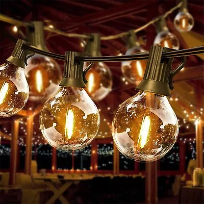 £18.99 • Buy 39FT Festoon String Lights Outdoor Garden Globe 25+3 LED G40 Bulbs Mains Powered