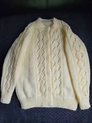 Hand Knit Girls Cardigan Age 3 • £12