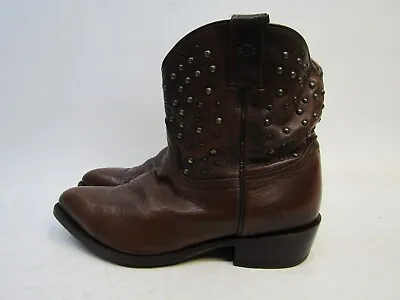 Harley Davidson Womens Size 10 M Brown Leather Studded Ankle Riding Boots • $82.34