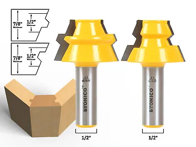 22.5 Degree Lock Miter Router Bit Set - 1/2  Shank - Yonico 15220 • $40.95