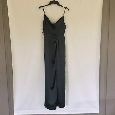 Dessy Collection Cowl-neck Draped Wrap Maxi Dress With Front Slit In Evergreen 2 • $68