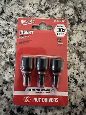 Milwaukee Shockwave 7/16 Nut Driver Inserts. Six Three Count Packs • $33.99