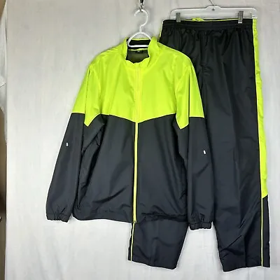 Starter Men's Warm Up Track Suit Large Jacket Medium Pants Back Lime Green Zip • $59