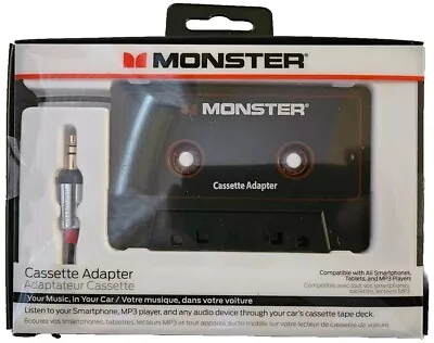 Monster Aux Cord Cassette Adapter 800 - ICarPlay For Car Tape Deck Aux To Dash • $15.99
