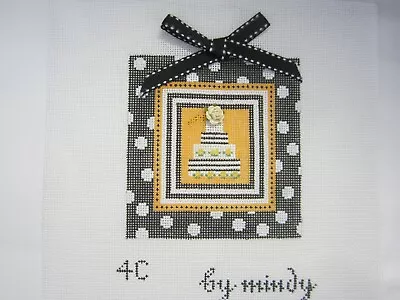 Needlepoint Canvas Ornament   4 Tiered Cake  Ornament Hand Painted By Mindy • $40