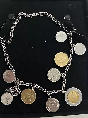 Milor Italy 925 Sterling Silver Chain Italian Lire Coin Charm Necklace 21  #51 • $100