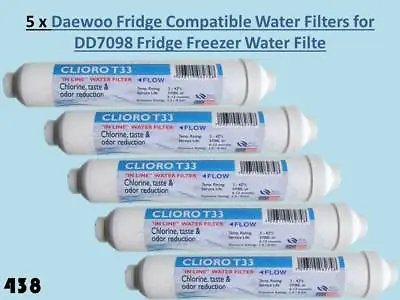 5 X Daewoo Fridge Pushfit Compatible Filters For DD7098 Fridge Freezer • £19.99