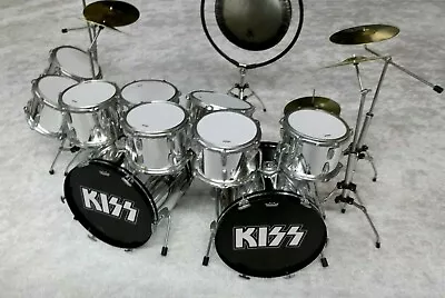 Kiss Singer Miniature 1/6 Doll Figure Mini Replica Chrome Drum Kit Model Set • $100