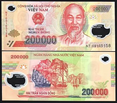 Vietnam 200000 Vietnamese Dong P-123 2009 UNC World Currency Polymer BANK NOTE • $29.99