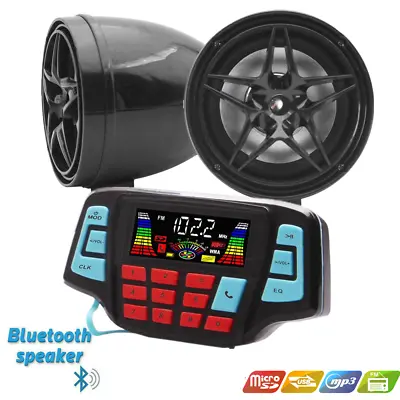 Waterproof Bluetooth Motorcycle Handlebar Audio Radio MP3 Speaker System USB FM • $39.98