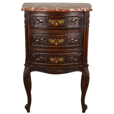 Antique Marble Top Carved French Victorian Nightstand / Lingerie Dresser #21785 • $585