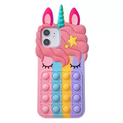 Unicorn IPhone 6s 7 8 11 Pro Phone Case Cover Bubble Fidget Stress Relief Cute ~ • $11.79