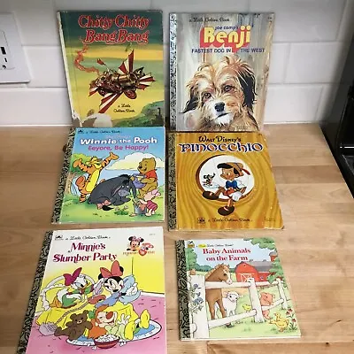$13.95 • Buy Vintage Little Golden Books Chitty Bang Bang Pinocchio Benji Winnie Pooh 6pc Lot