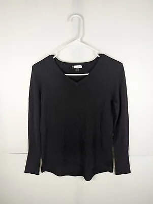 Smartwool Merino Sweater Womens Size XS Shadow Pine Tight Knit V Neck In Black • $34.88