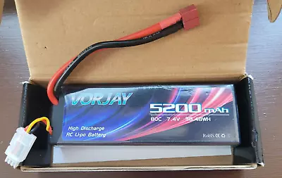 VORJAY 7.4V 80C 5200Mah 2S Lipo Battery Used • £12