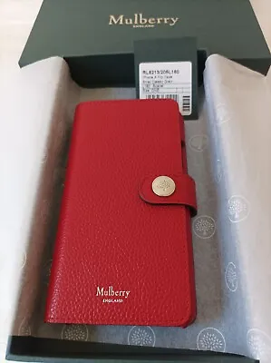 Mulberry IPhone X Flip Phone Case Card Slots Scarlet Red Leather In Gift Box NEW • £95