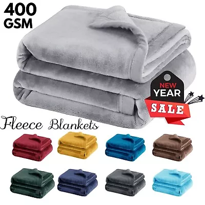 Thick Fleece Blanket Bed Sofa Throw Luxury Soft Warm Thermal Camping Blankets • £16.99