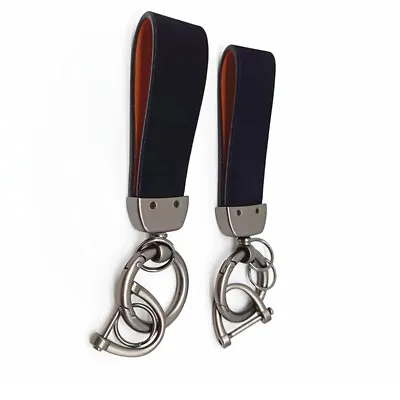 Keychain Metal Leather Keyring Key Chain Ring Keyfob For Car Motorcycle Keyring • $10.96