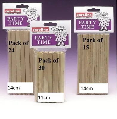 Party Time Ice Toffee Lolly Sticks Pop Candy T Apple Lollypop Wooden Wood Flat • £2.49