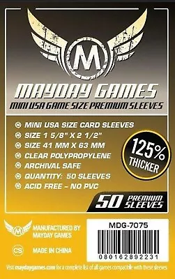 50 Mayday Games Premium Mini USA Card Sleeves (41 MM X 63 MM) MDG7075 • £2