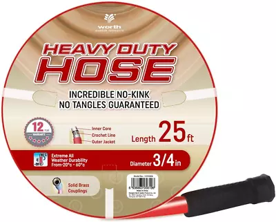 Solution4Patio Homes Garden Hose No Kink 3/4 In. X 25 Ft. Red Water Hose No Lea • $39.99