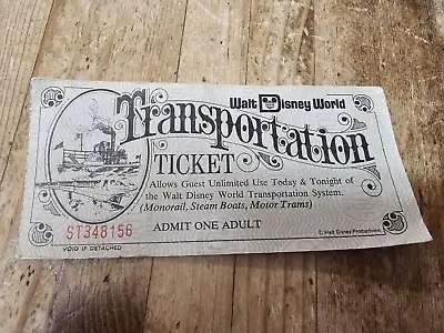 1971 Opening Year Walt Disney World Magic Kingdom Adult Transportation Ticket • $41.99