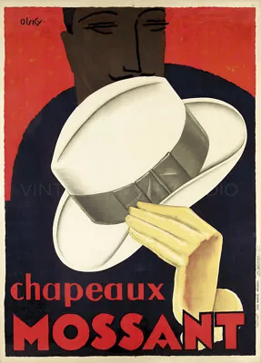 Chapeaux Mossant 1928 Vintage French Hat Advertising Giclee Canvas Print 14x20 • $36.95