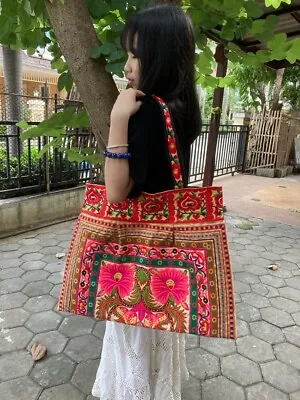 Vintage Hmong Shoulder Embroidery Bag Tradition Fork Hill Tribe Thai Style#001 • $50