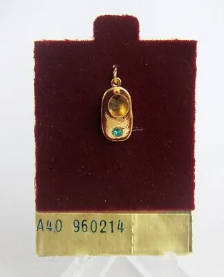 Vintage A&Z Hayward 14K Gold Filled Tiny Baby Shoe Blue Zircon Rhinestone Charm • $17.99