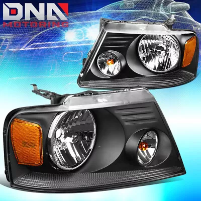 For Ford F150/f-150 2004-2008 Euro Black Tint Housing Crystal Amber Headlights • $61.99