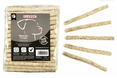 £9.45 • Buy 100 X Rawhide Healthy Dog Chews Treats Snack Sticks Munchy Roll Natural - 125mm