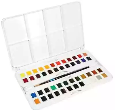 Daler Rowney Aquafine Watercolour 48 Half Pan Studio Set With Paint Brush • £49.99