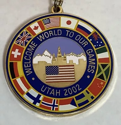 Welcome World To Our Games Country Flags Salt Lake 2002 Olympic Medallion • $20