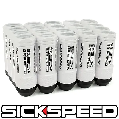 Sickspeed 20 Pc White Aluminum Extended 50mm 3 Pc Lug Nuts For Wheel 12x1.25 L12 • $119.95