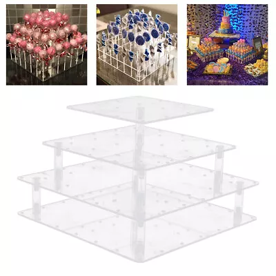 56 Hole Clear Lollipop Display Stand Acrylic Cake Pop Stand Wedding Candy Holder • £12.29