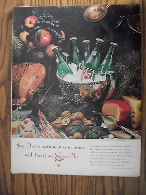 1961 VTG Orig Magazine Ad 7 Up Soda Says Christmas Time At Your House With Food • $10