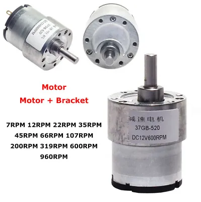 DC12V 24V Reduction Geared Motor 7-960RPM Φ6mm Metal Gear Reversible JGB37-520 • $9.20