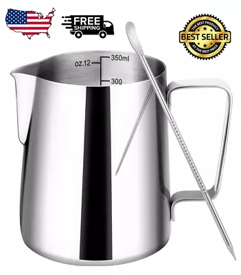 12oz Milk Frothing Pitcher Stainless Steel Espresso Latte Steaming Creamer Cup • $11.99