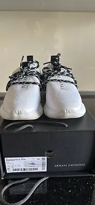 £45 • Buy New Women's ARMANI EXCHANGE White Knit Trainers Running Sneakers Shoes Size 6 39