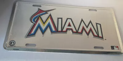 MLB Baseball Florida Miami Marlins Embossed Aluminum License Plate Shiny Silver • $18.95