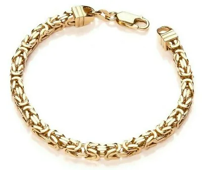 9ct Yellow Gold & Silver Square Byzantine Link LADIES 7.5 Inch Bracelet • £69.95