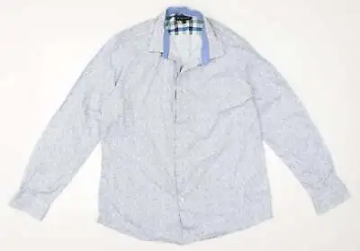 £5.25 • Buy Atlantic Bay Mens Blue Cotton Button-Up Size L Collared