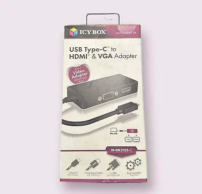 ICY BOX IB-DK2103-C 2 In1 HDMI/VGA USB Type-C Video Adapter USB-C To HDMI VGA • £25.20