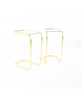 Milo Baughman Style Brass And Glass Cantilever Side End Tables - A Pair • $1147