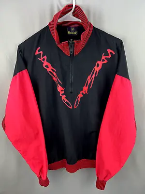 Vintage Mossimo Windbreaker Jacket Men's Size Medium Black Pink 1/4 Zip Pullover • $34.99