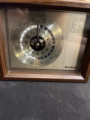 Verichron World Time Clock Wood Mantel Shelf Clock Tested Keeps Perfect Time • $39
