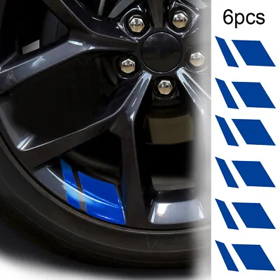 $2.61 • Buy 6x Blue Reflective Car Wheel Rim Vinyl Decal Stickers Accessories For 16 -21 