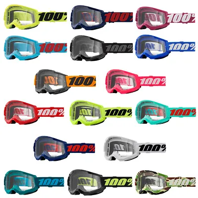 100% Percent Strata 2 Motorcycle Mx Atv Goggles With Clear Lens • $26.95