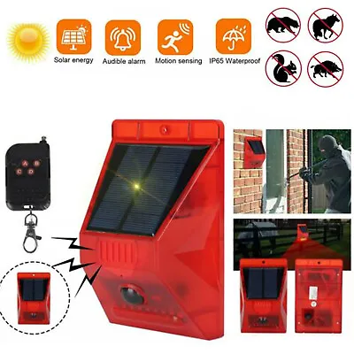 Solar Alarm LED Light Solar Strobe Light Wireless Motion Sensor Detector Outdoor • $17.69