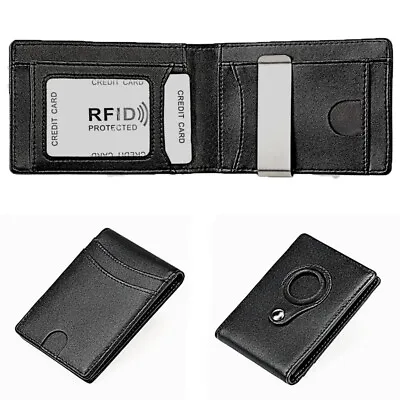Men Slim Airtag Wallet With Money Clip RFID Blocking Leather Card Air Tag Case • $11.99